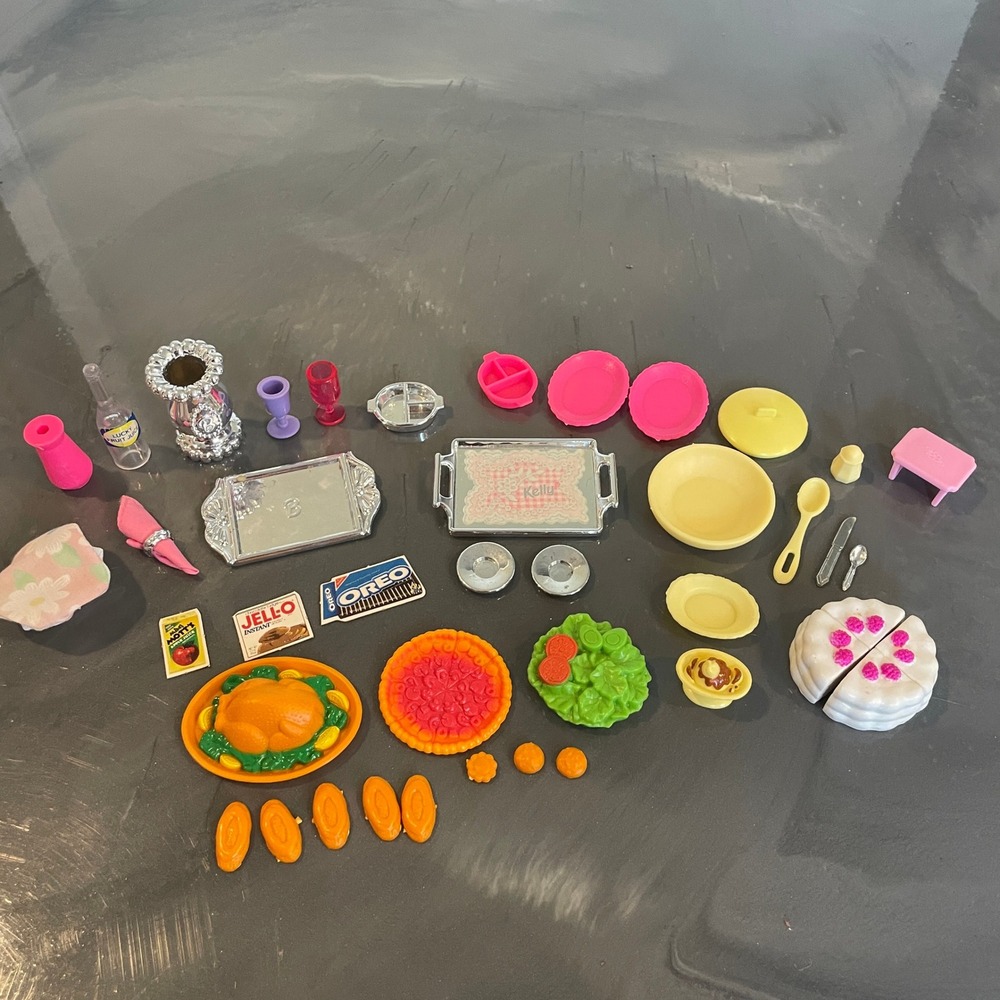 VTG Mattel Barbie Kelly Pretty Treasures Kitchen Baking Accessories Lot Food